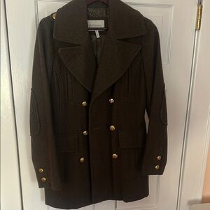 Dark green bcbgeneration Wool Coat with Gold Buttons size medium